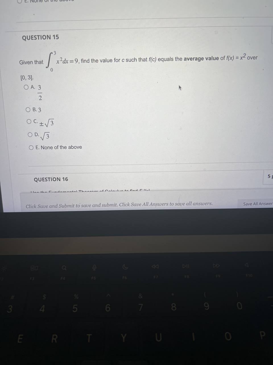 0.5 1.5 2 O A. 1.75 O B. 2 O C. 3.75