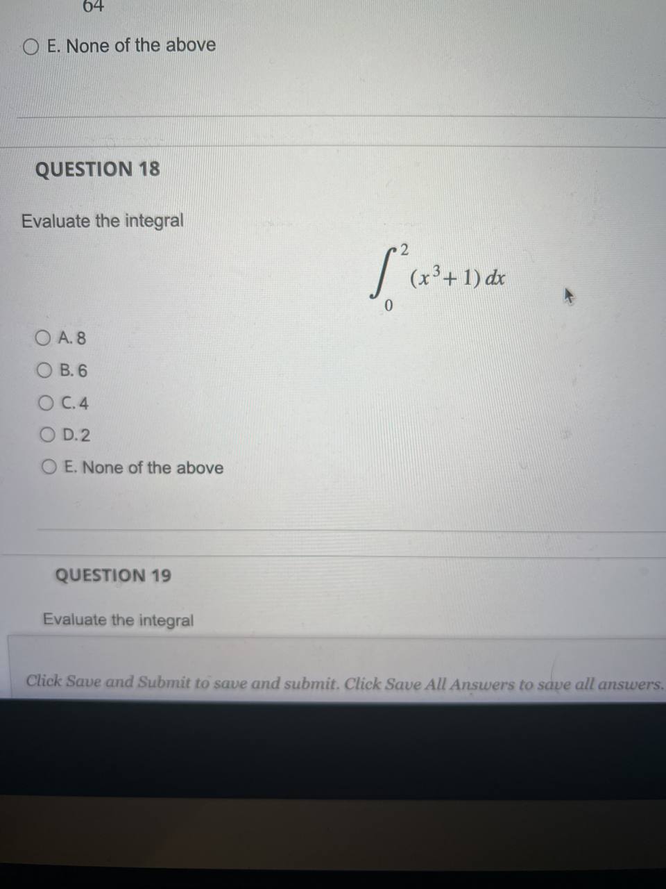 Submit to save and submit. Click Save All Answers to save all