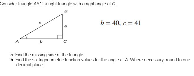  Consider triangle A561 a right triangle with a light angle at