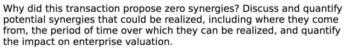 synergies that could be realized, including where they come from, the period