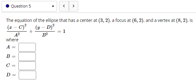 the end points of the minor and major axis for the graph