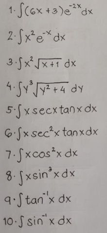 1. S ( 6* + 3 ) @"dx 2. S x2