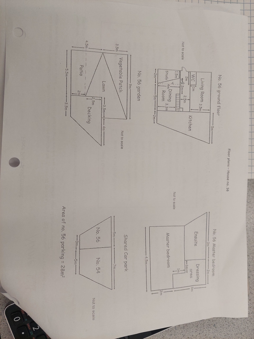 is the area of the vegetable patch in no.56's gardan? 4 -