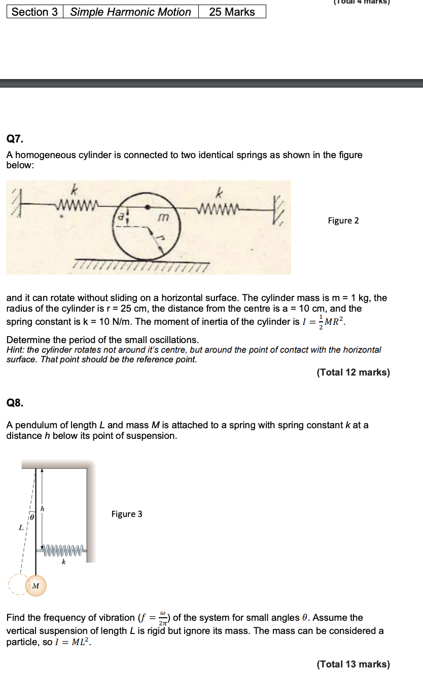 Please answer the following questions: Section 3 |Simple Harmonic Motion 25