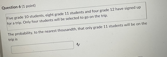 grape is Question 5 (1 point) Suppose all 26 letters of the