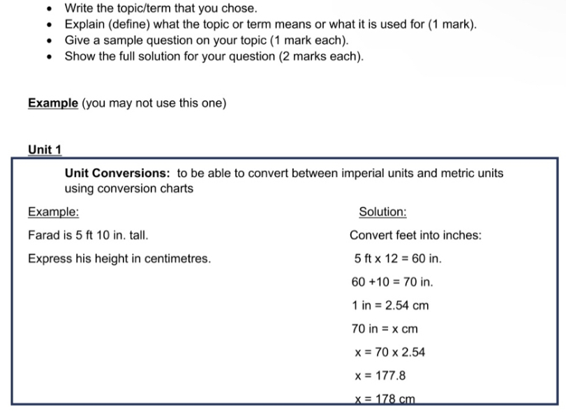 or term means or what it is used for (1 mark). Give