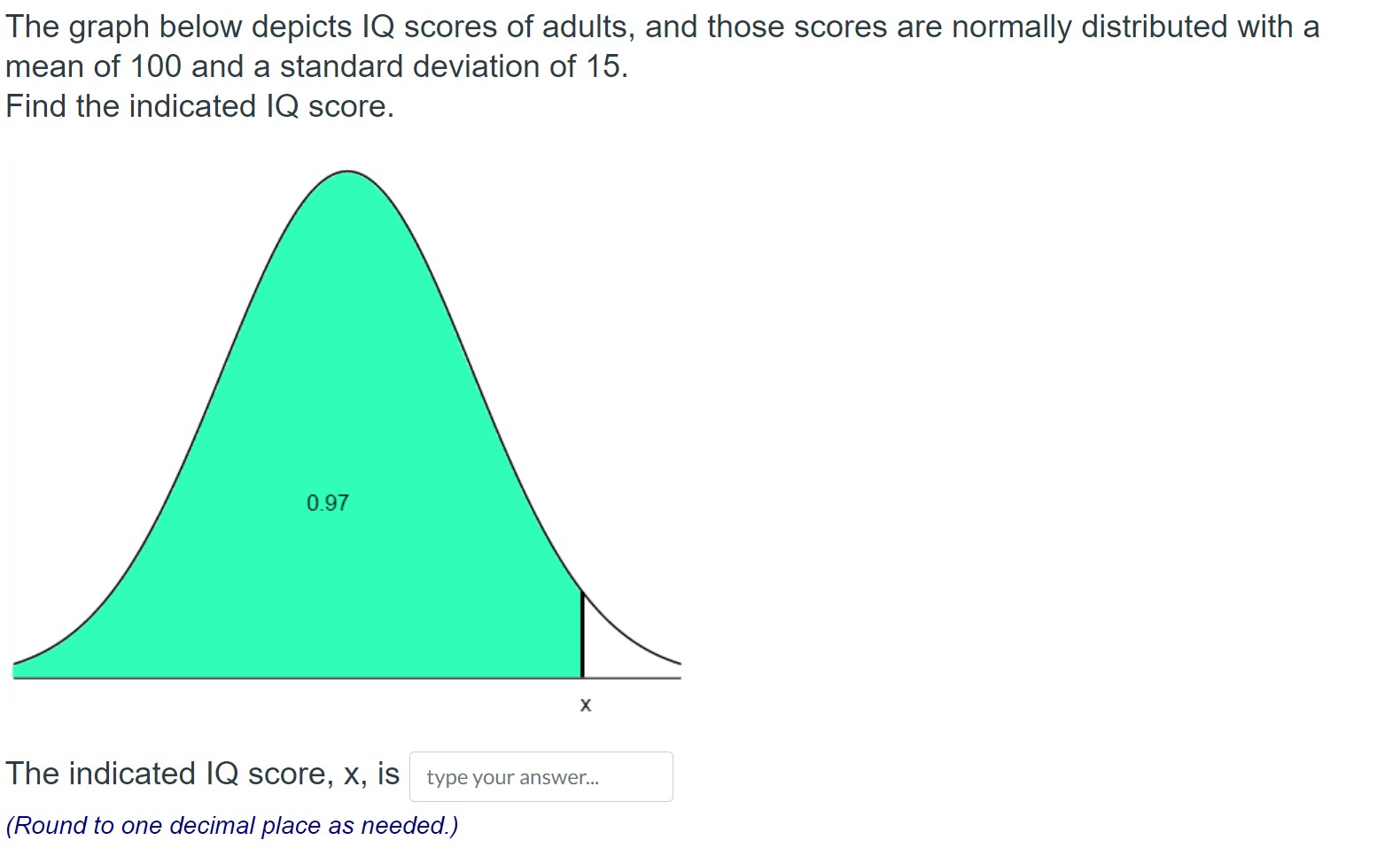 below depicts IQ scores of adults, and those scores are normally distributed