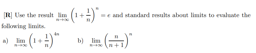 results about limits to evaluate the 7->OO n following limits. An n