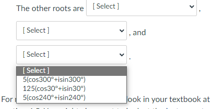 60 The other roots are 120The other roots are [ Select ]