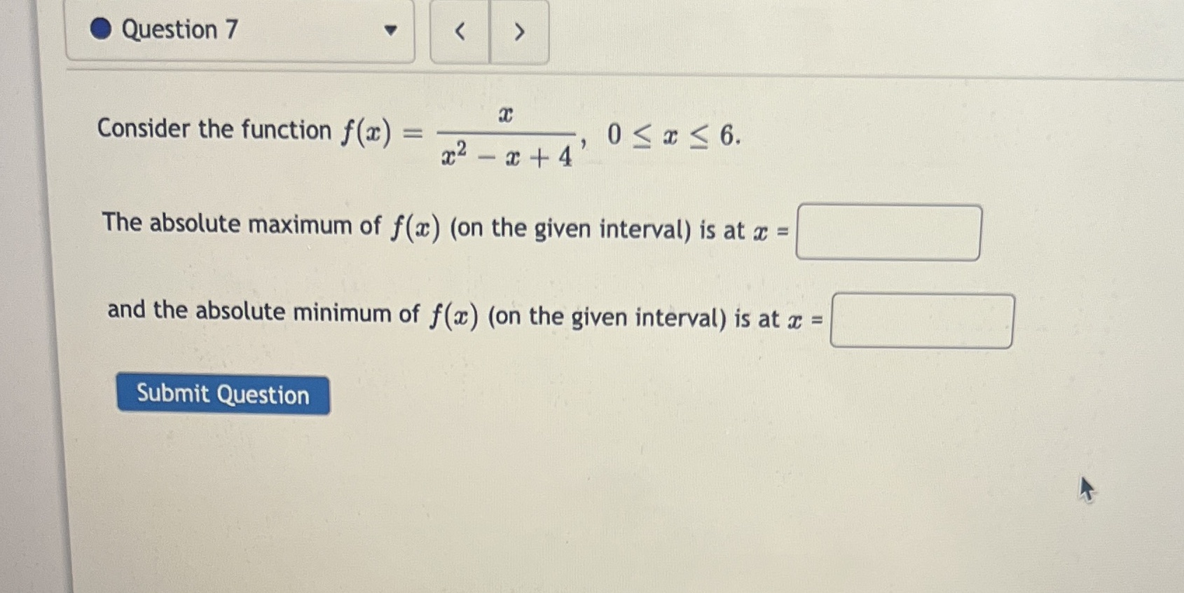 05x56. The absolute maximum of f(a) (on the given interval) is at