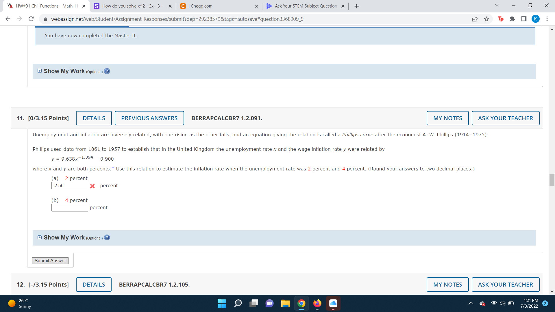 you solve x^ 2 - 2x - 3 = x + X