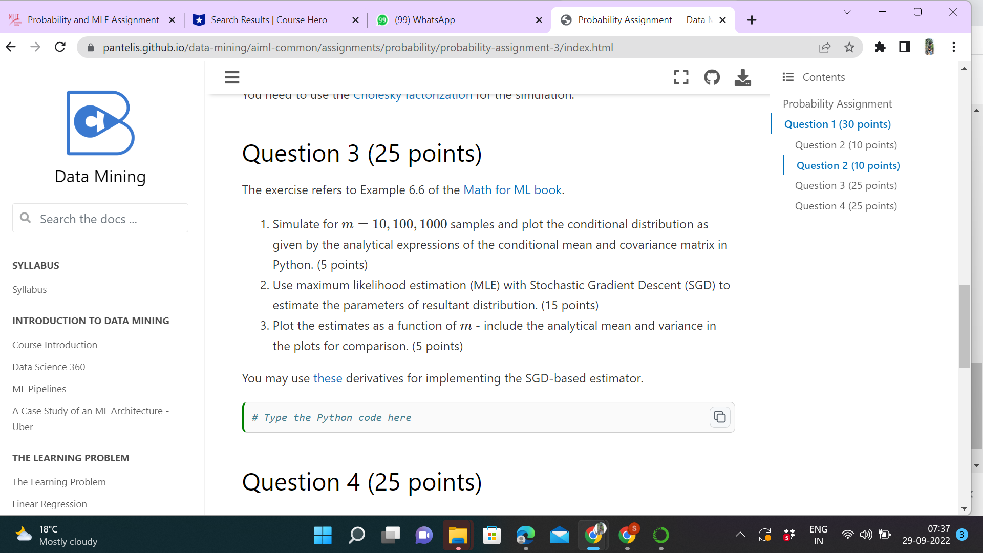  3.Plot the estimates as a function of m - include the
