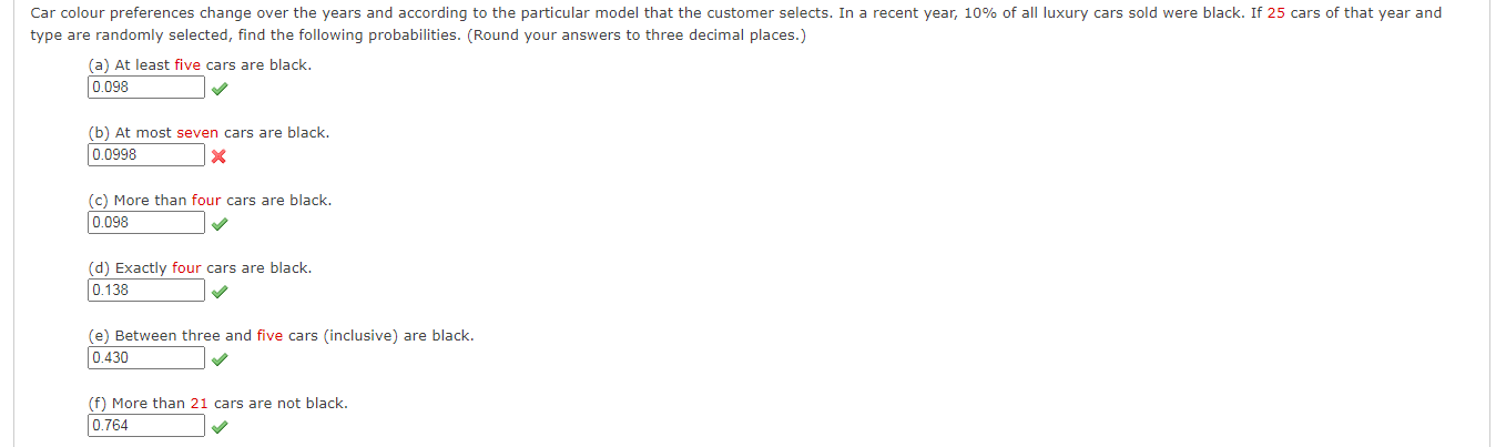 ,u = 0.5 x a = 0.05 X Car colour preferences change