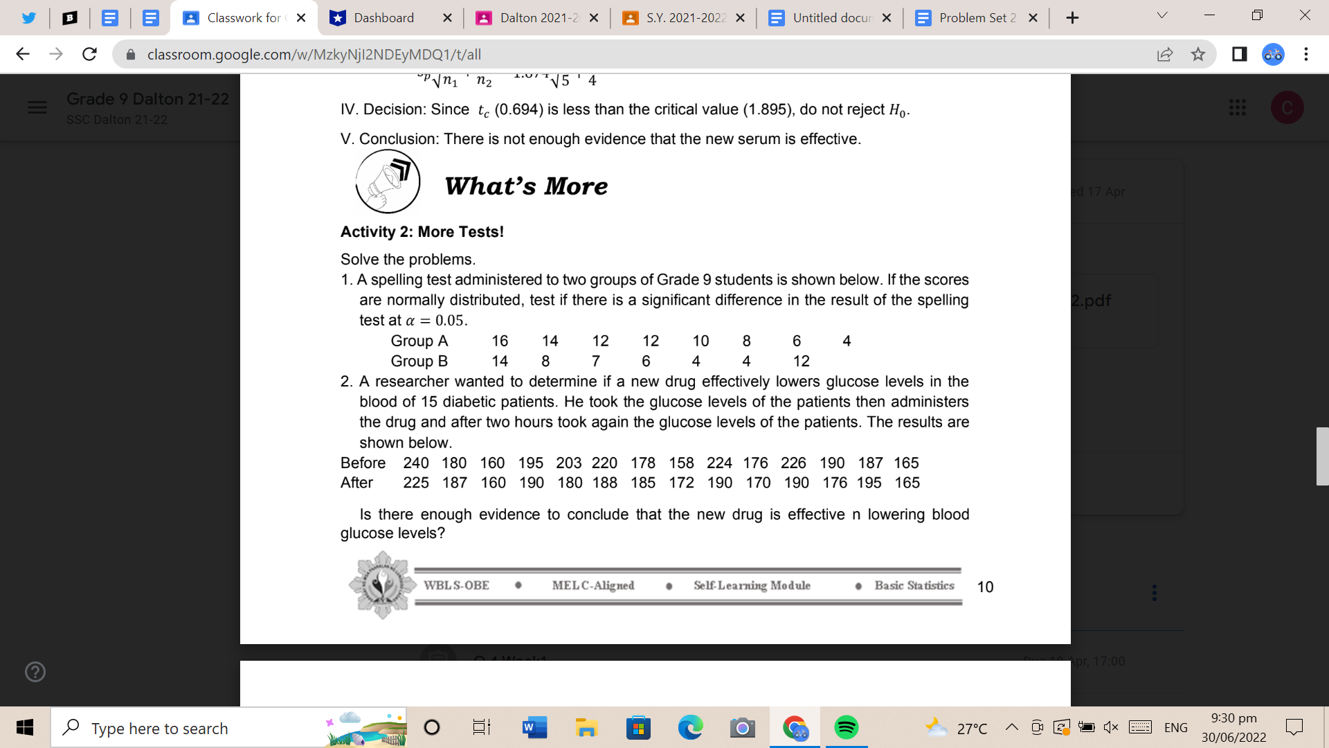 'I C grade I Classwork for X Dashboard X Dalton 2021- X
