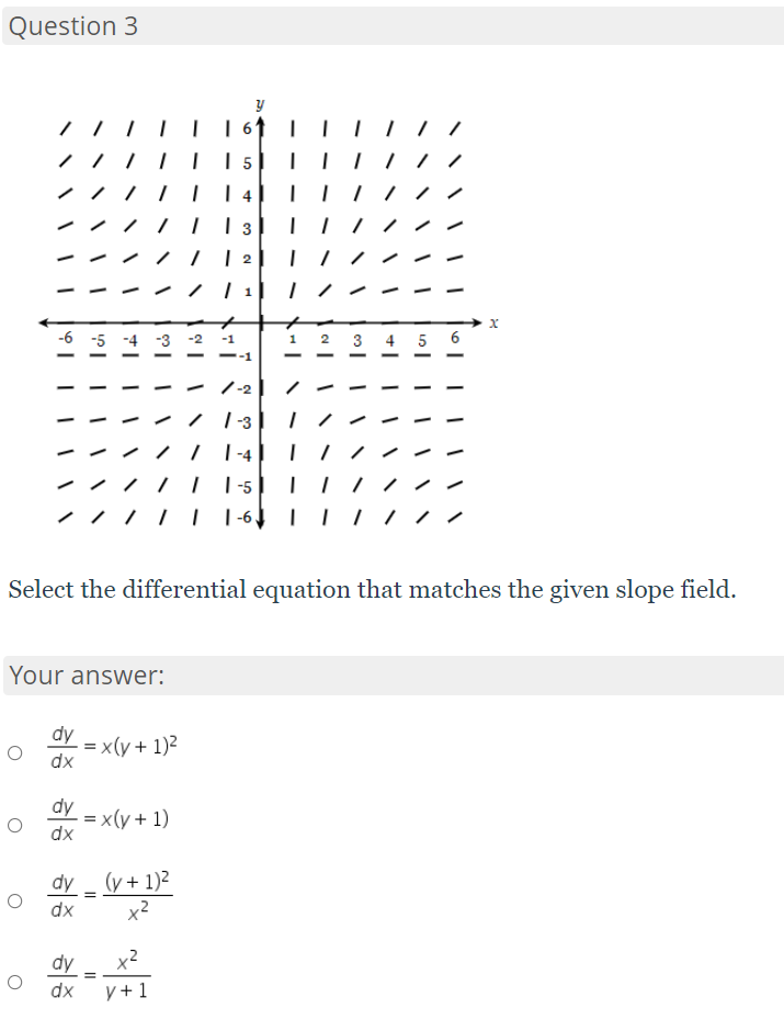 the differential equation -= 2xy with initial condition y = 3 when