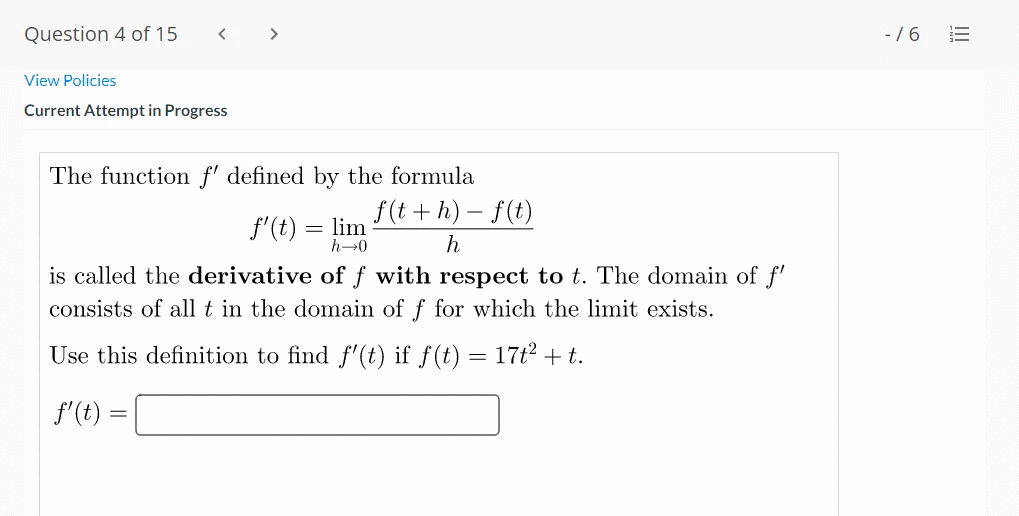 Use this definition to find f if f (t)