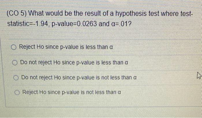 Ty-ped answer only. (CO 5) What would be the result of a