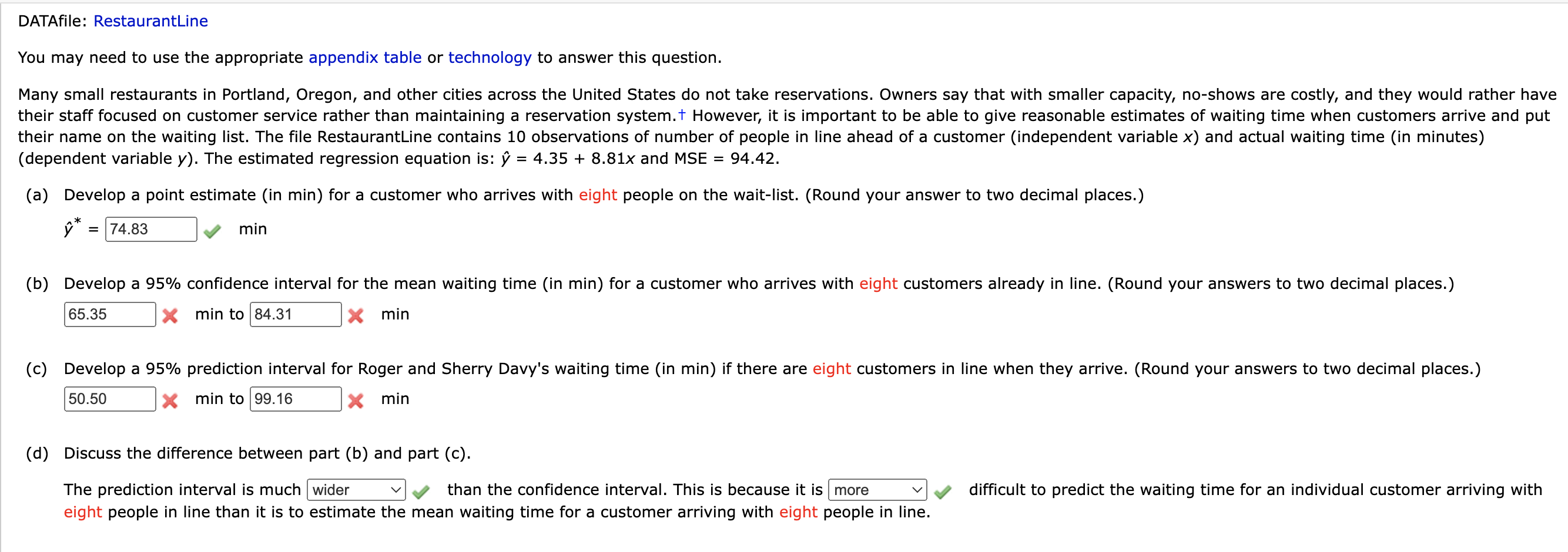 technology to answer this question. Given are five observations for two variables,