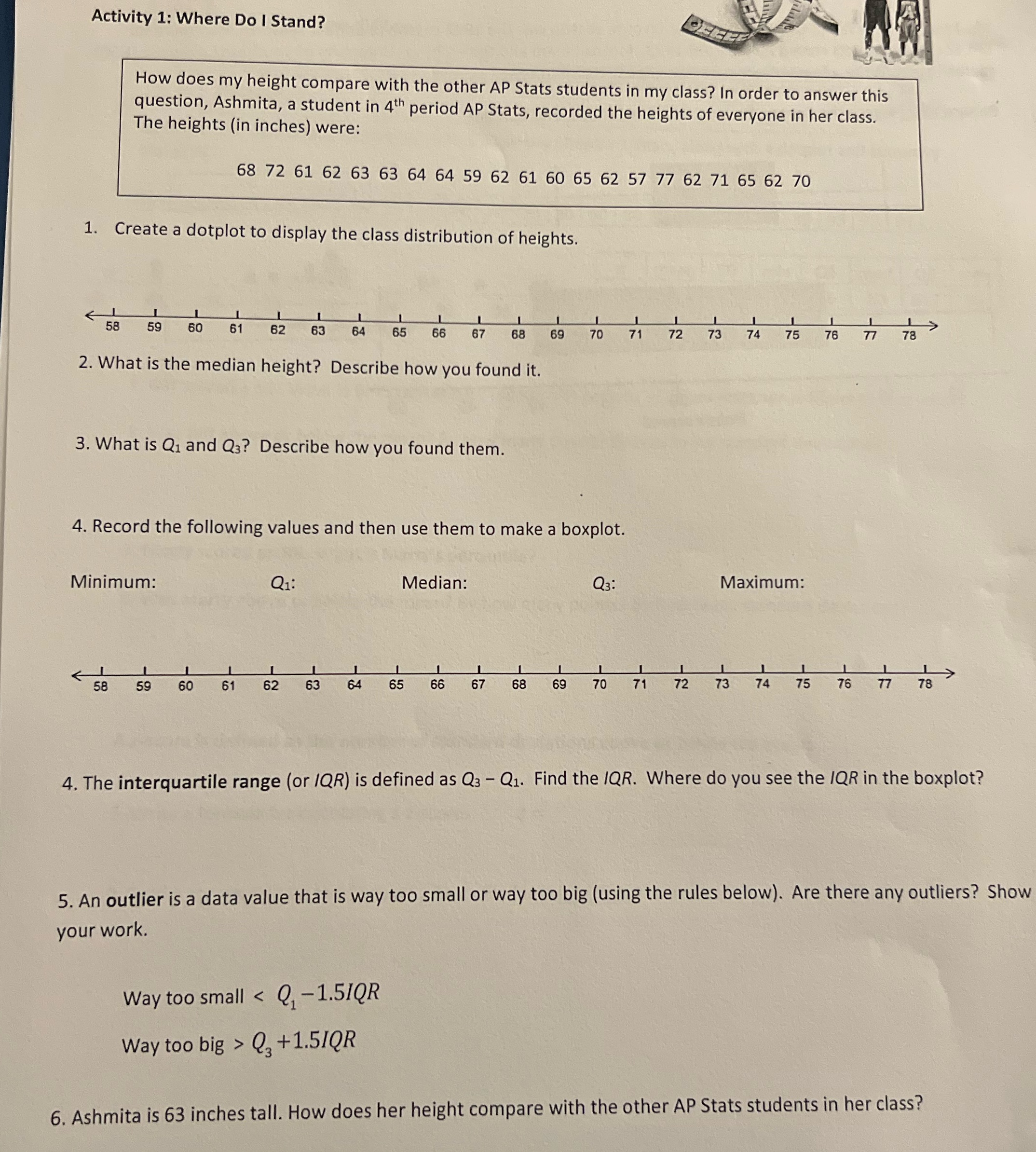 compare with the other AP Stats students in my class? In order