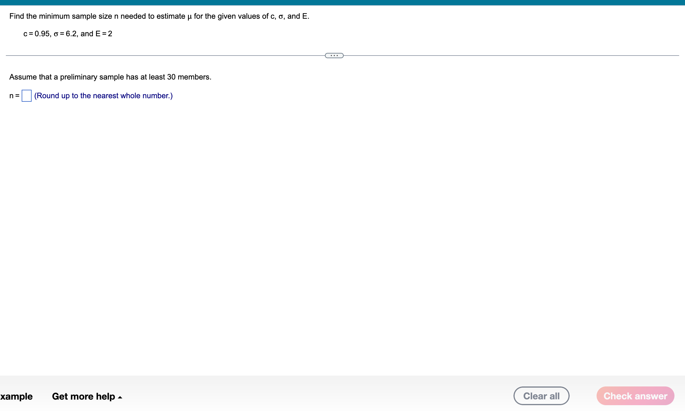 the given values of c, a, and E. C: 0.95, 0': 6.2,