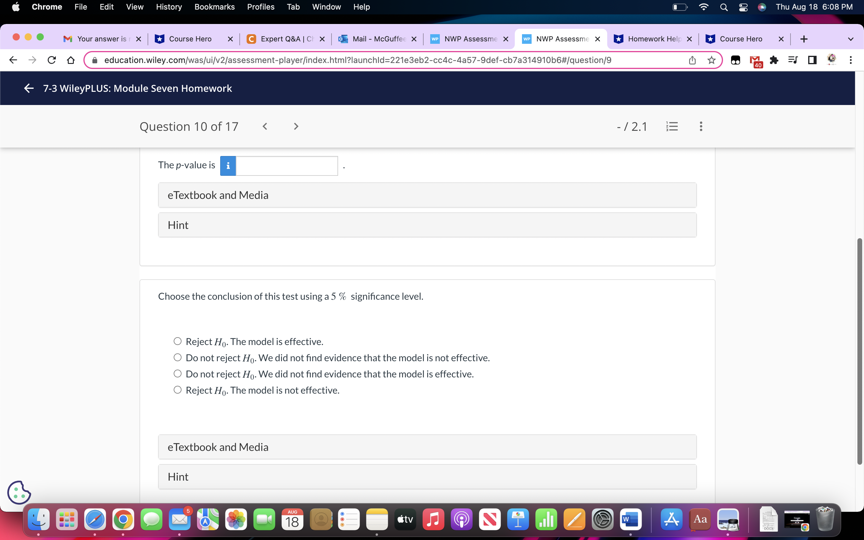 8 @ Thu Aug 18 6:08 PM ... M Your answer is