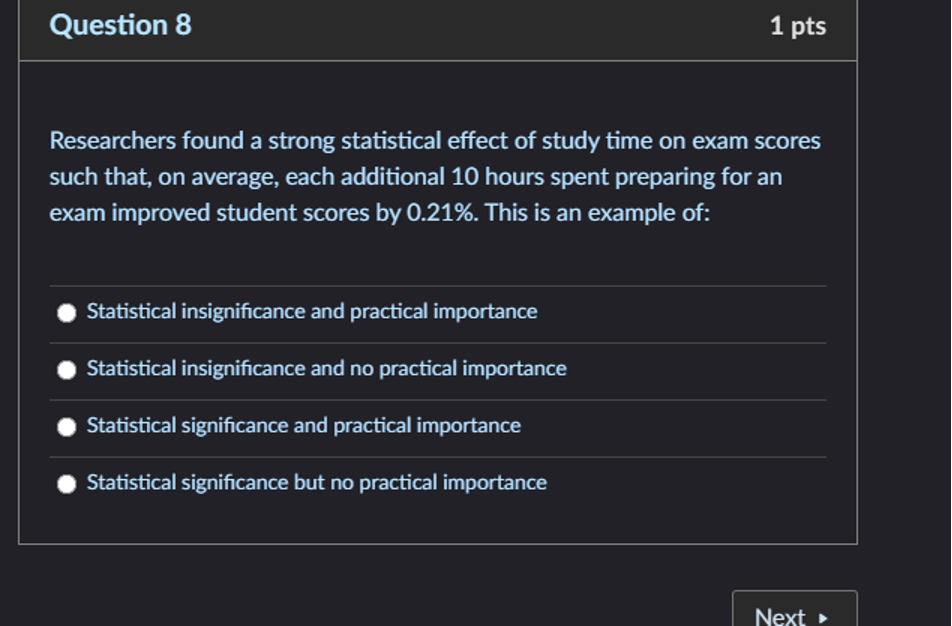 NextQuestion 6 1 pts Consider the following population (N = 10) and