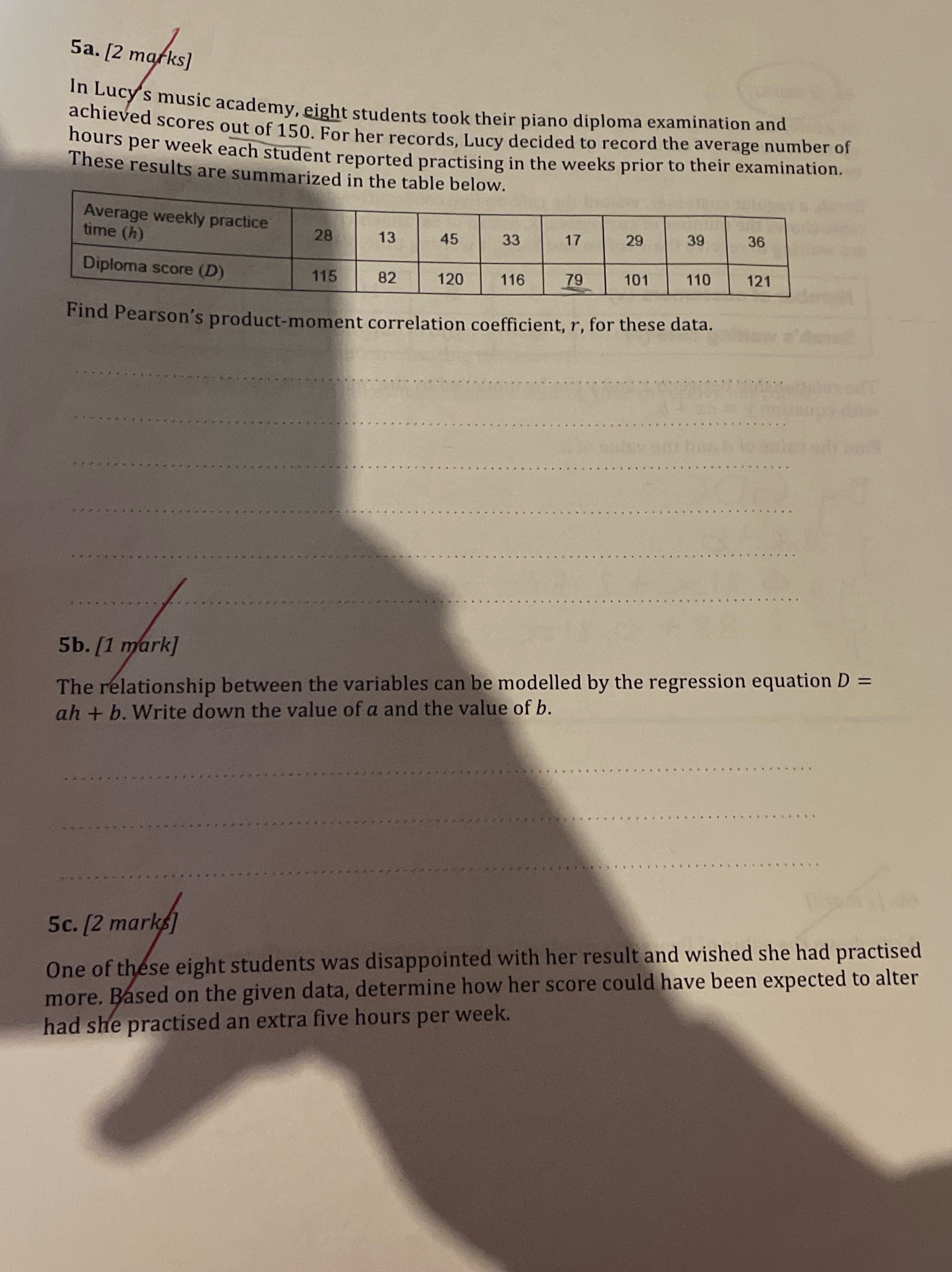  Please help with these 3 steps question 5a. [2 marks ]