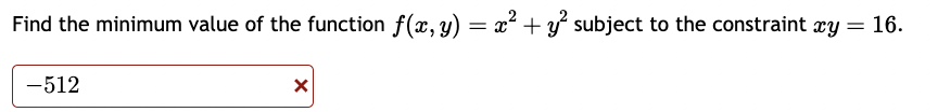  Find the minimum value of the function f(:l:, y) = 2:2