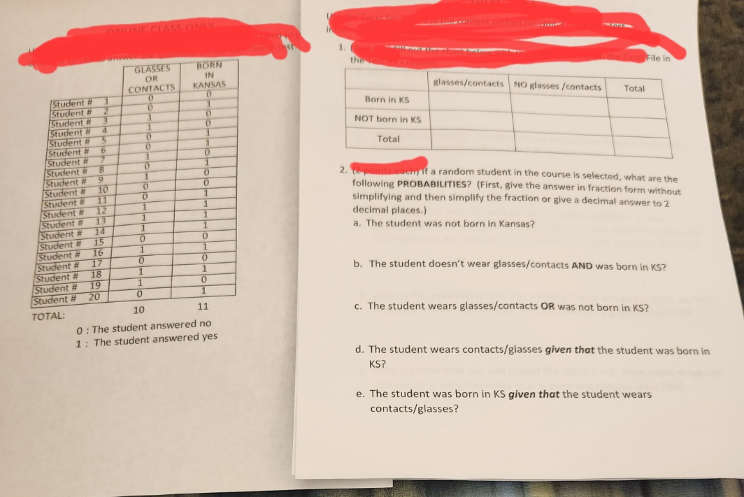 IN CONTACTS KANSAS File in Student # Student # glasses/contacts | NO