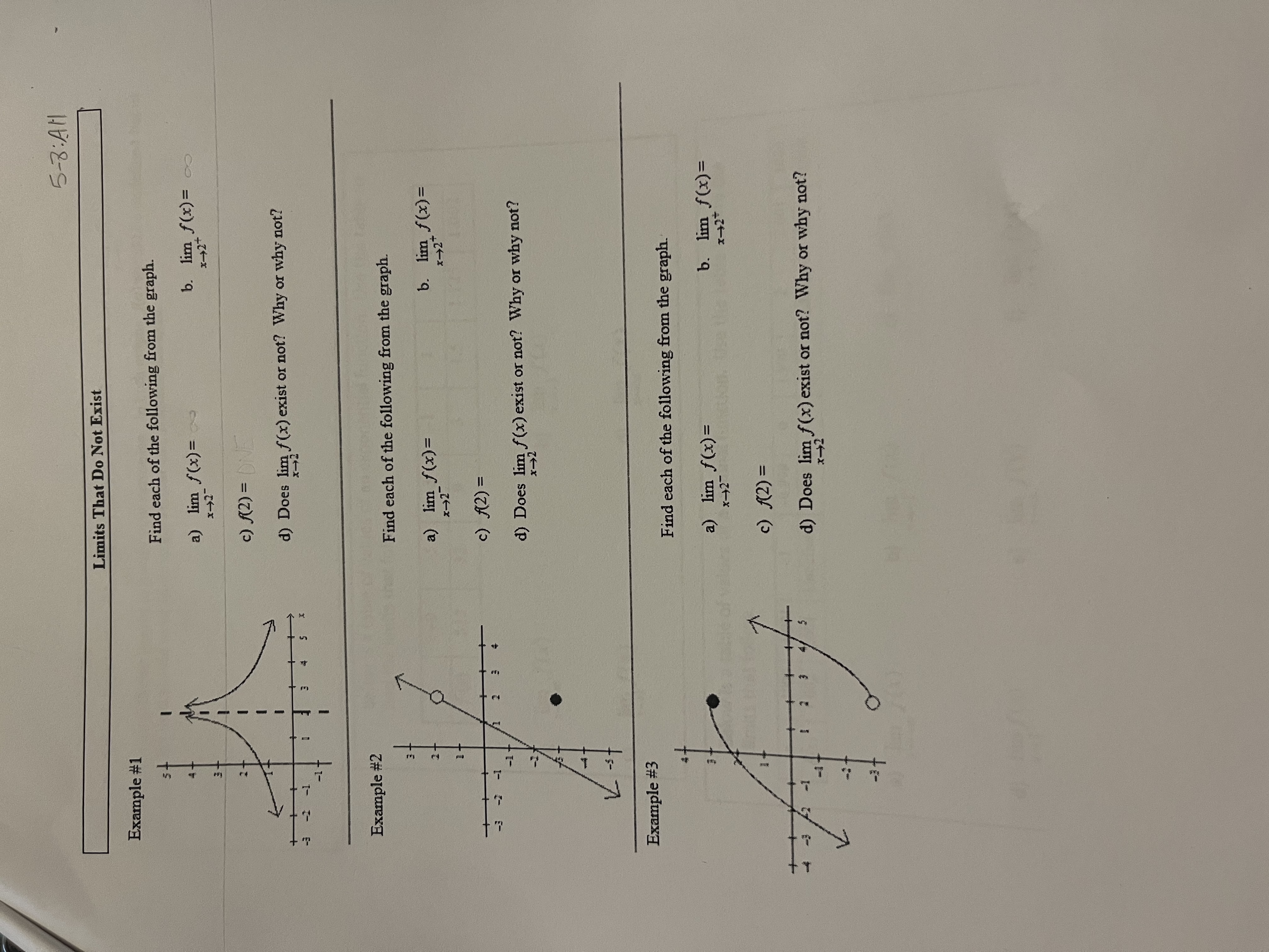 the following from the graph. a) lim f(x) = b. lim f
