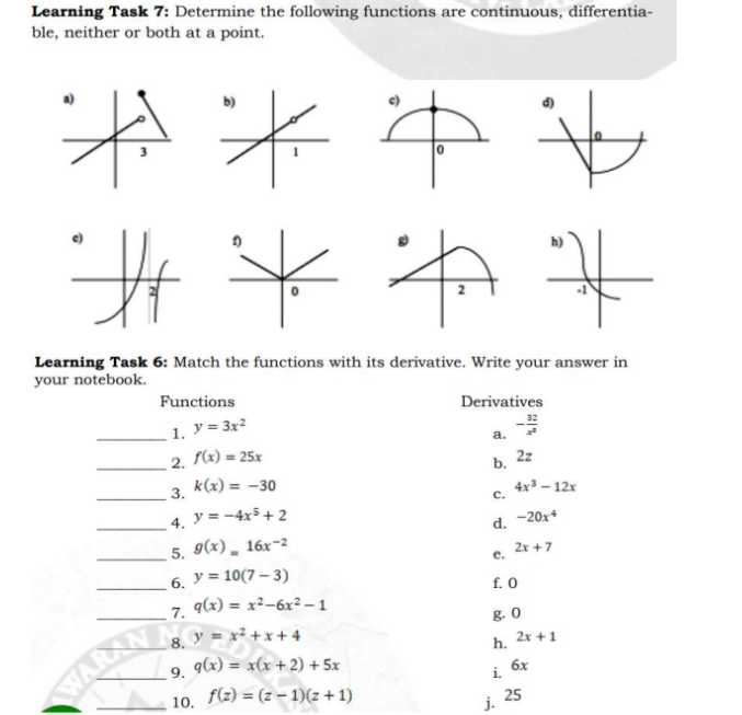 the chain rule (make 2 examples) Category Excellent Very Satisfactory Needs Satisfactory
