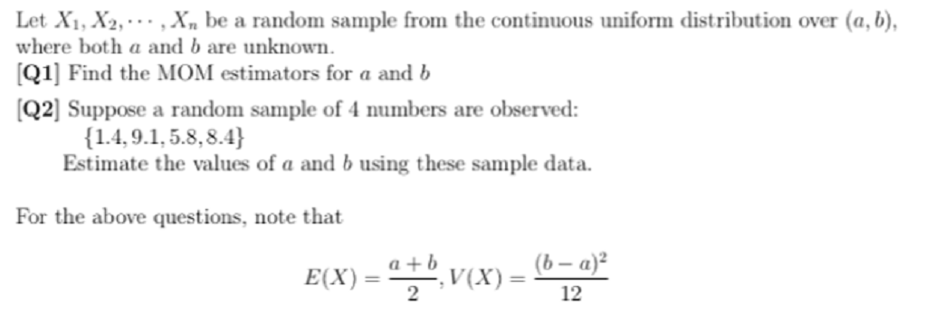 sample from the continuous uniform distribution over (a. b). where both a