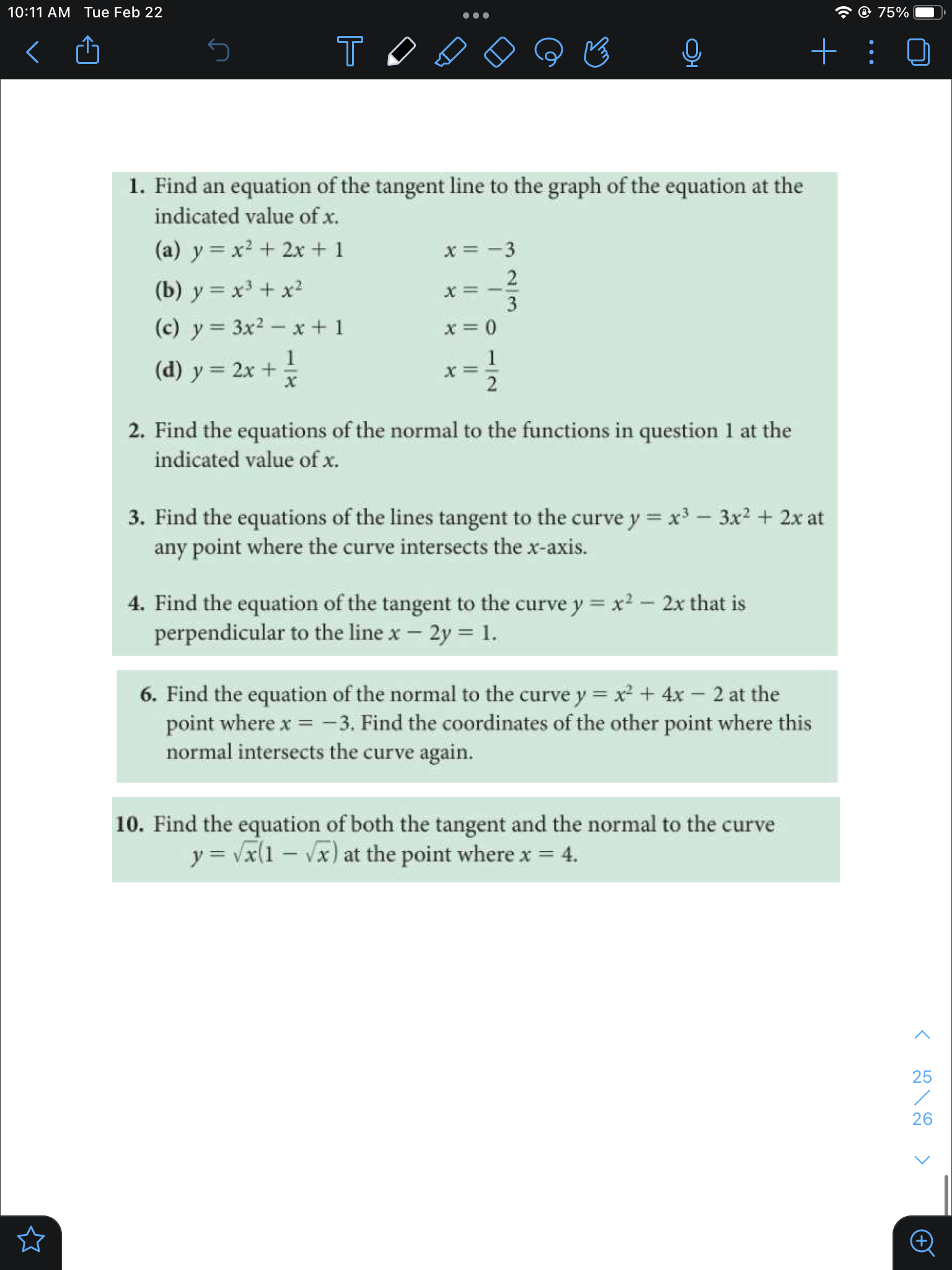 Feb 22 '5' @ 75% - I. Find an equation of the
