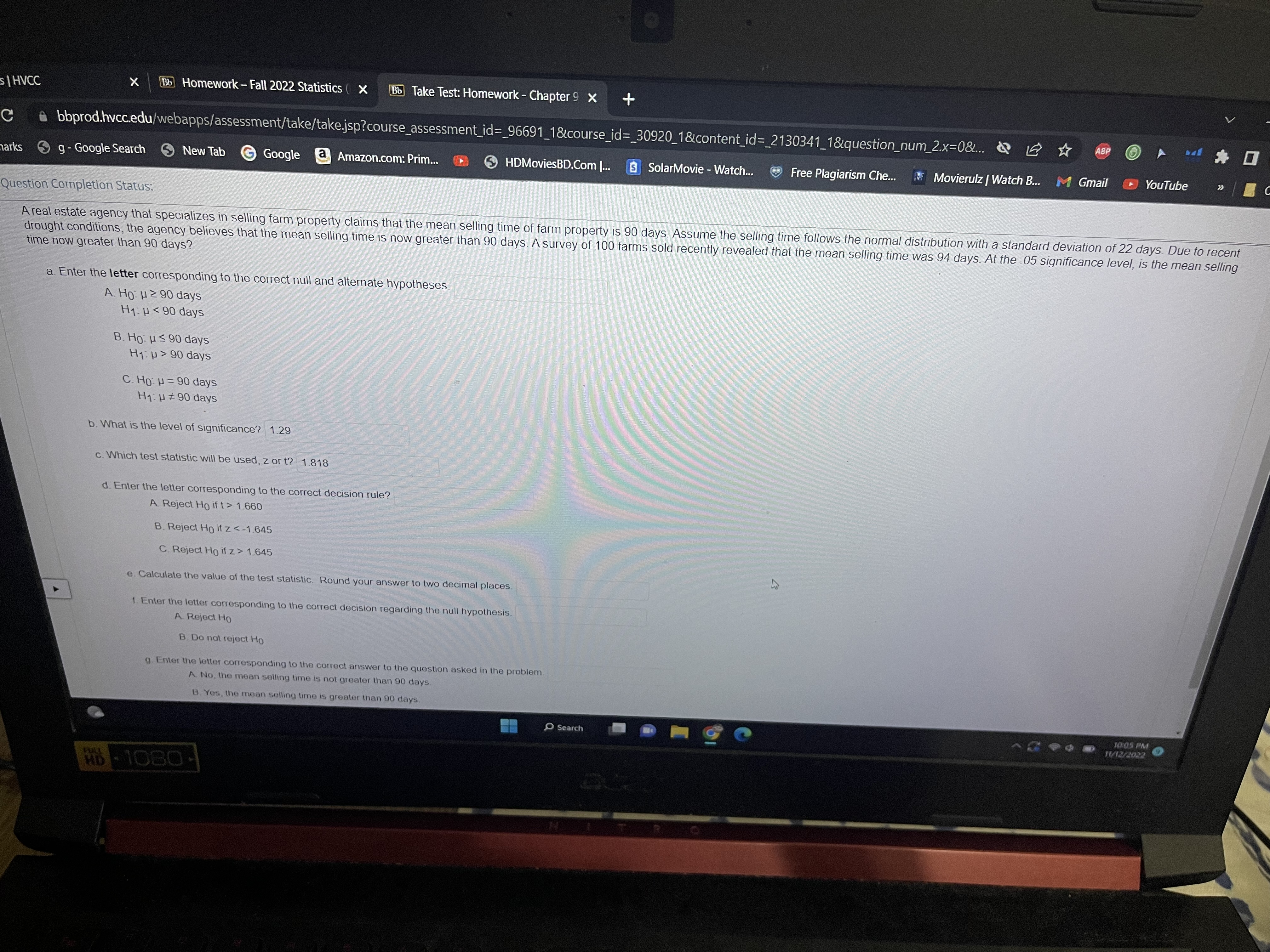  s | HVCC X Bb Homework - Fall 2022 Statistics (