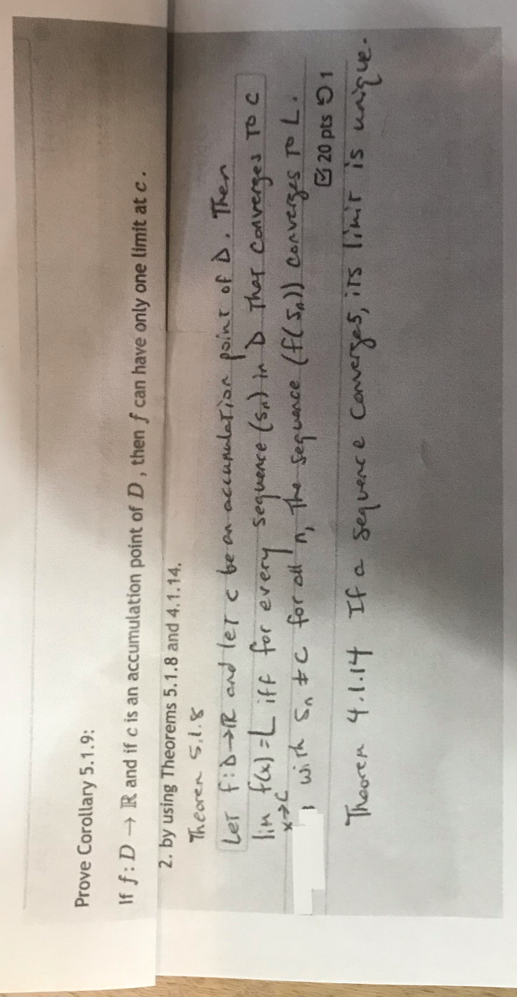 Could someone please help me with this problem Prove Corollary 5.1.9: