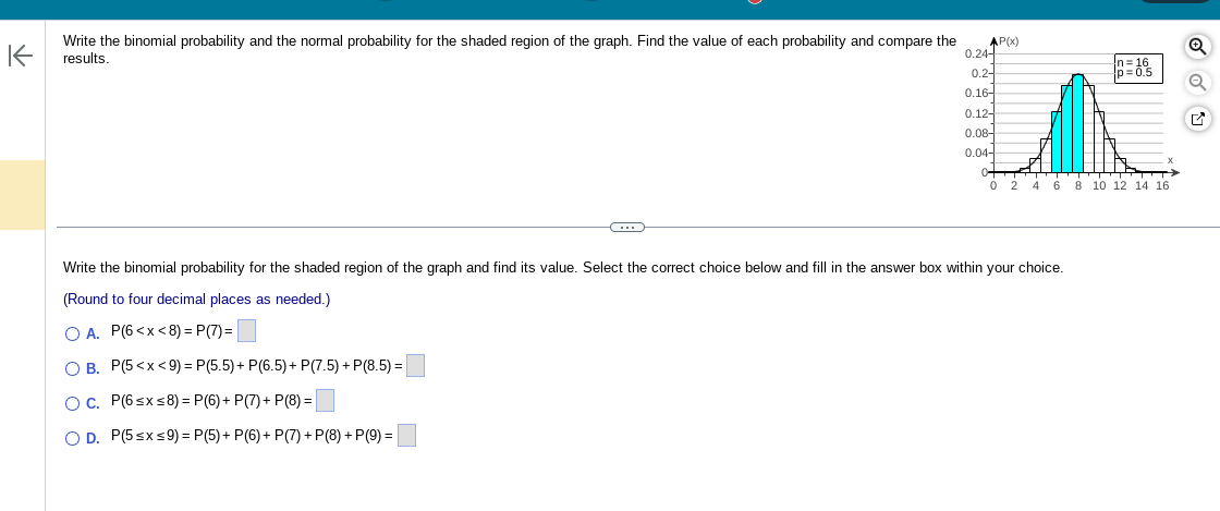 region of the graph. Find the value of each probability and compare