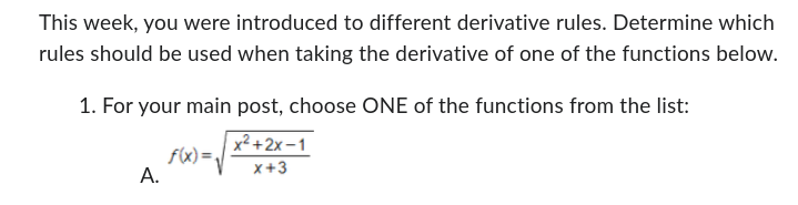rules should be used when taking the derivative of one of the