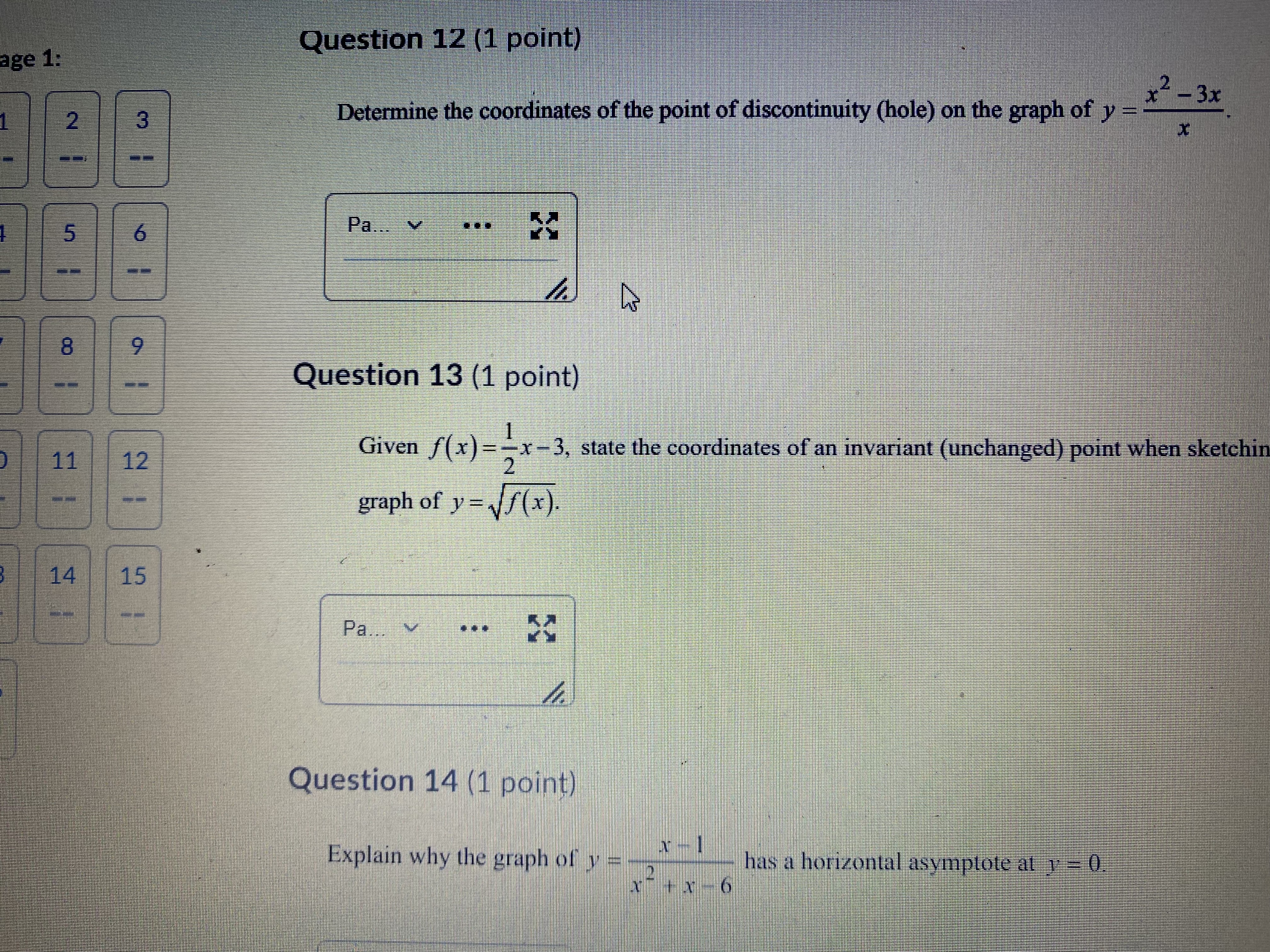 16 Identify the x-intercept on the graph of f ( x) =