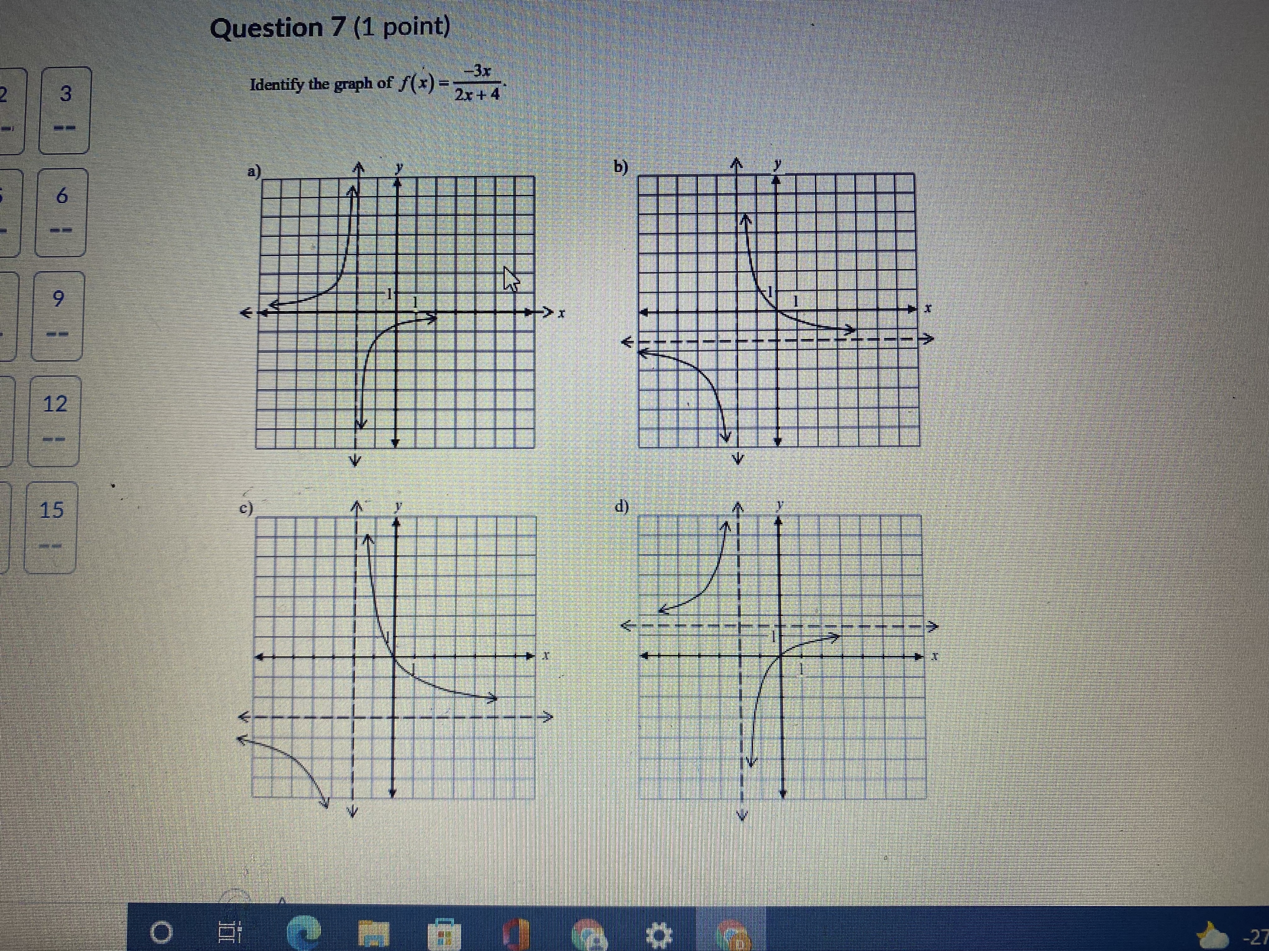 12(x +5) a) -5 b) 0 c) VIO d) 5 O -27