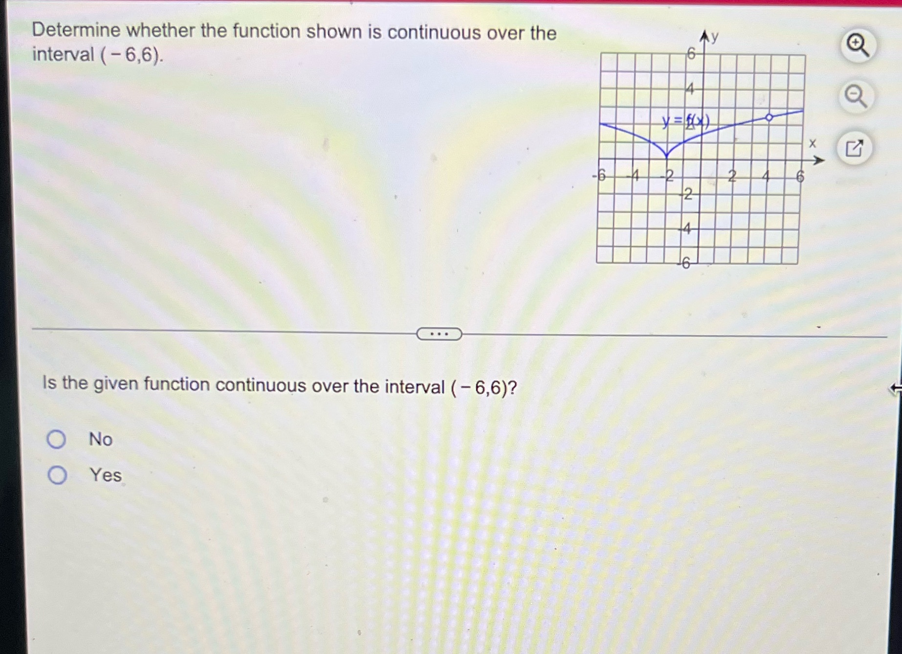 ( - 6,6). X . . . Is the given function continuous