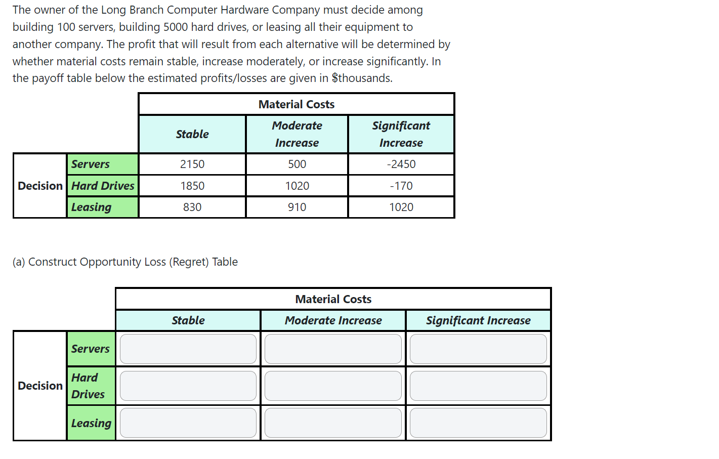 = min(1490,3990, 1430) O Decision: Servers based on 3470 = max(3470, 1