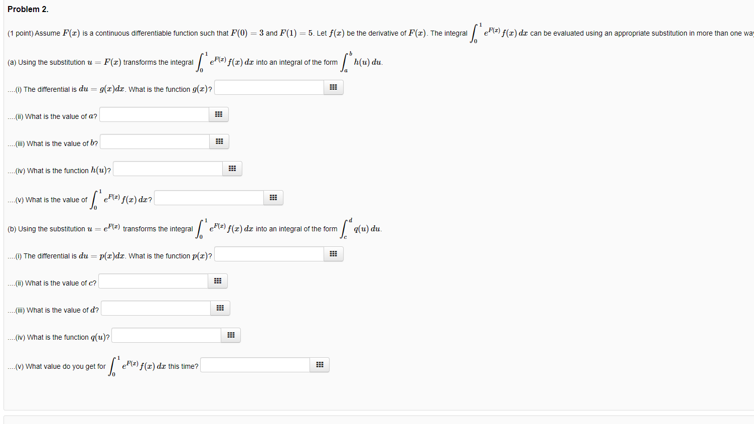 such that F(0) = 3 and F(1) = 5. Let f(x) be