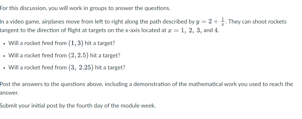 For this discussion, you will work in groups to answer the