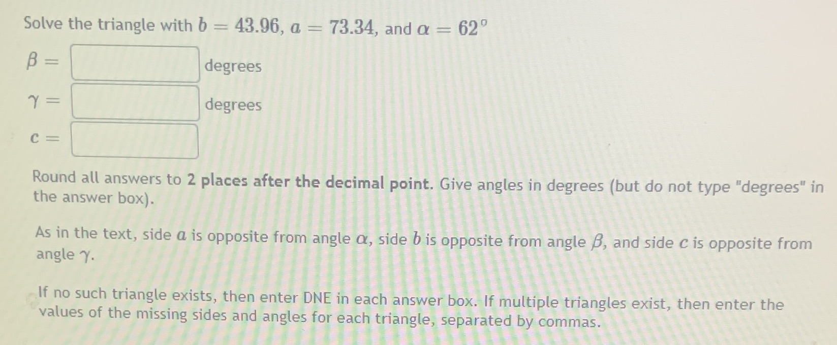 73.34, and a = 620 B = degrees y = degrees C