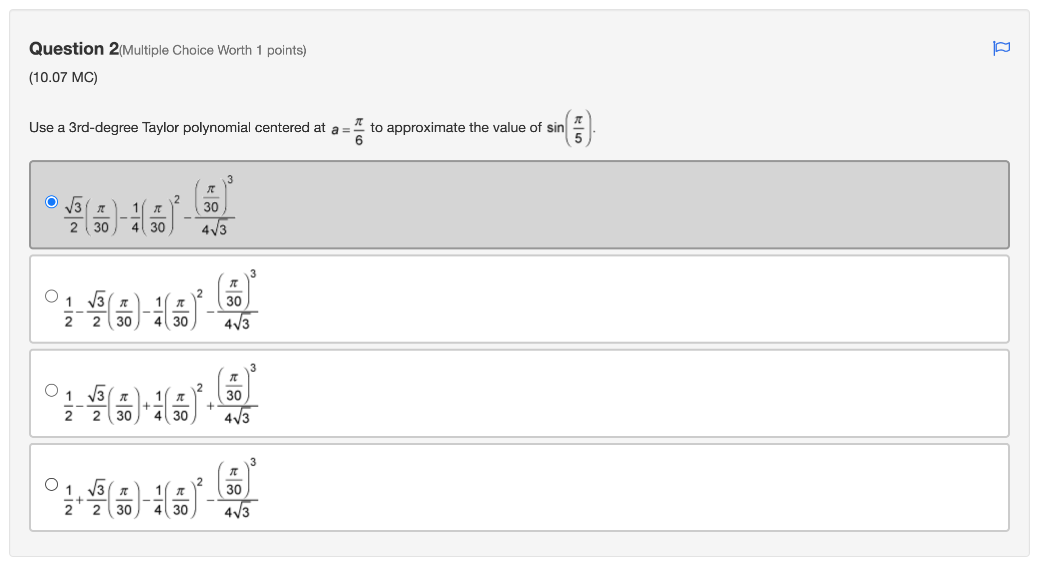 the 4th-degree polynomial approximation of e.2 is defined by the value ?
