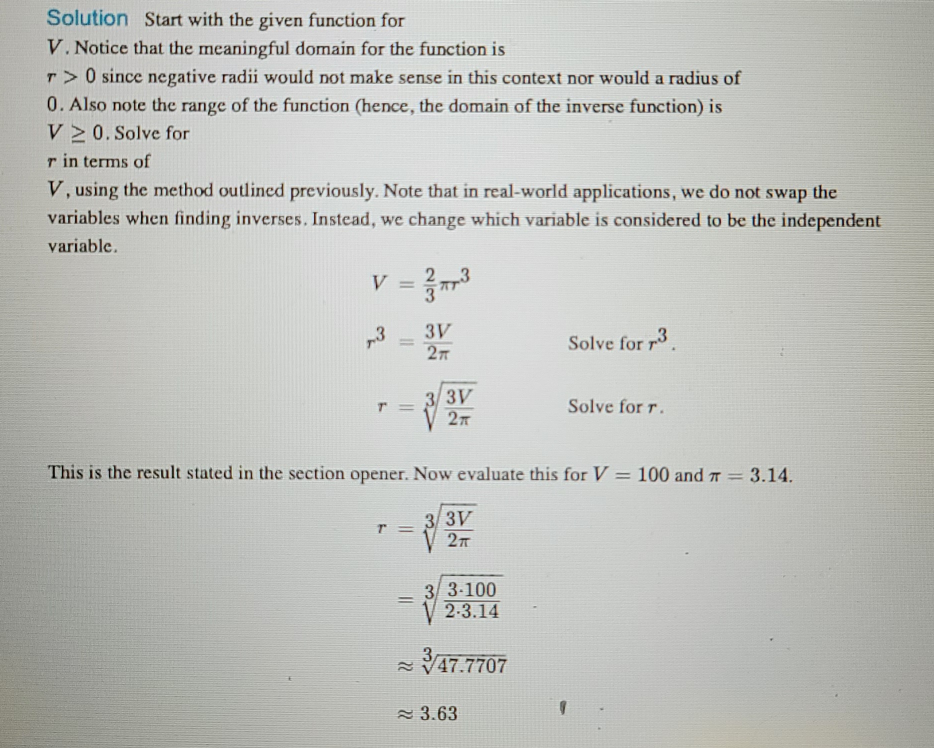 would not make sense in this context nor would a radius of