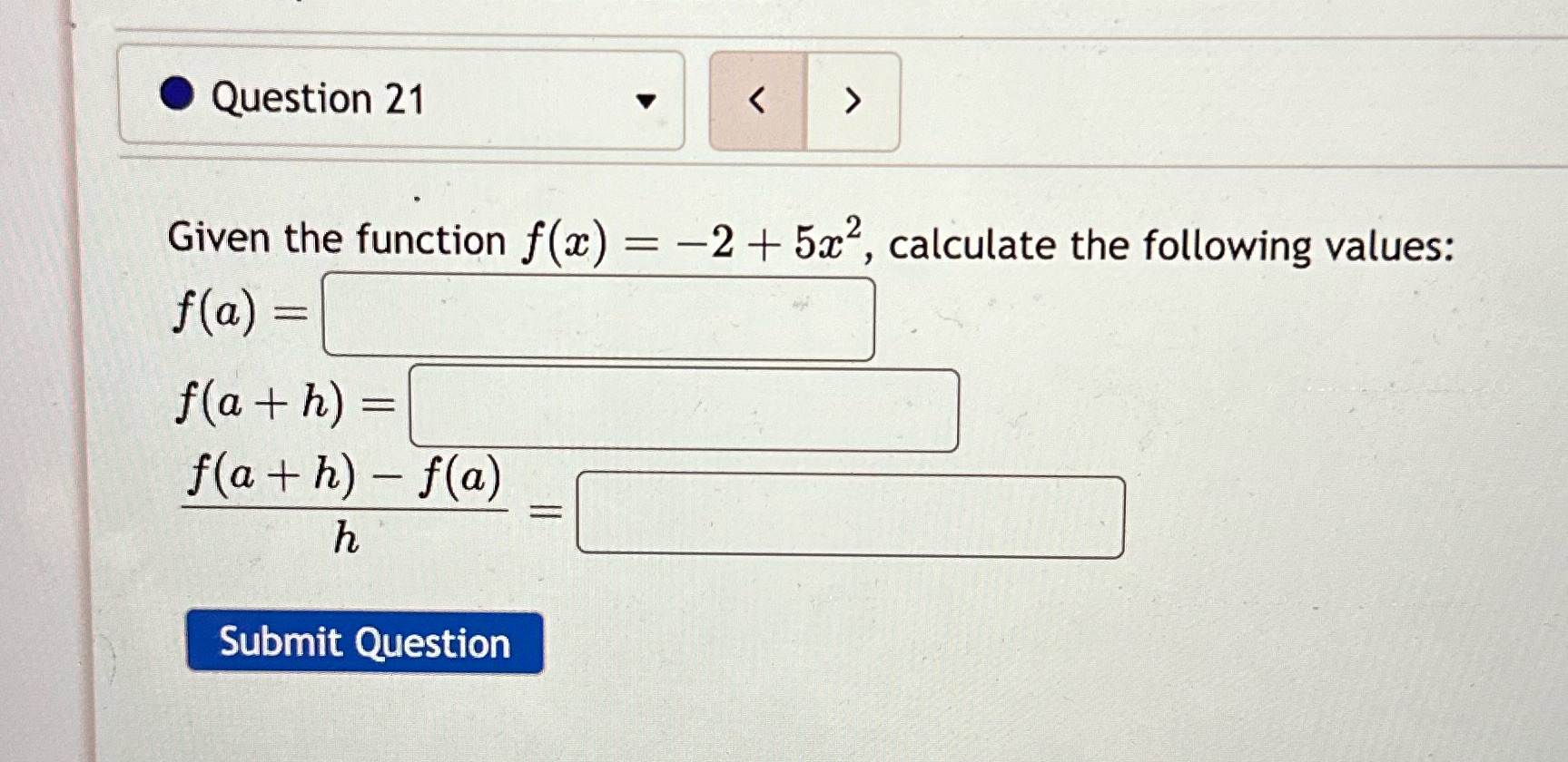 Submit Question 2 + 5c , calculate the following values: