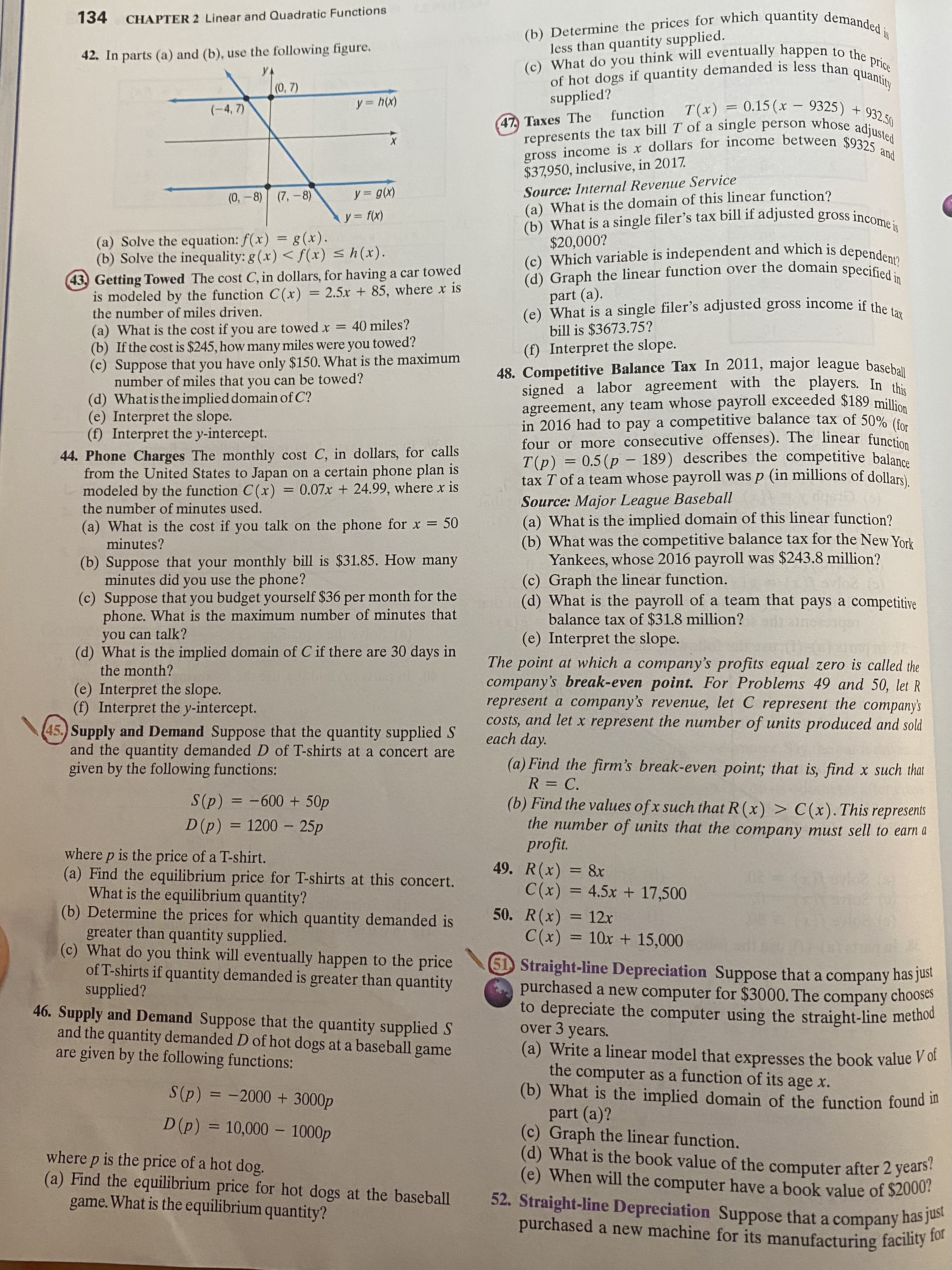 (b) Determine the prices for which quantity demanded is 42. In parts