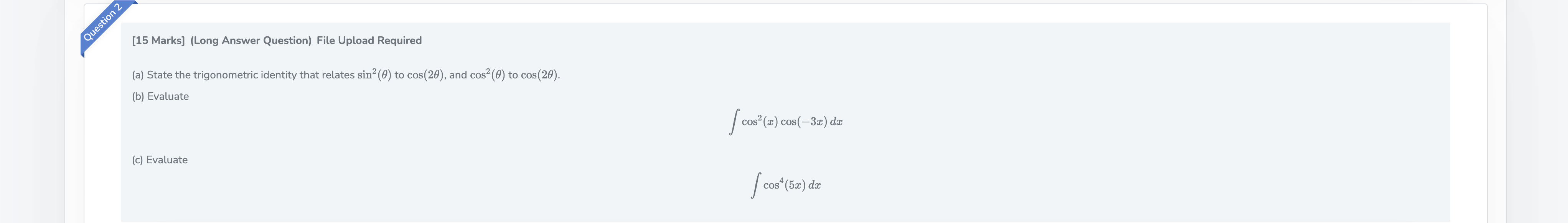 State the trigonometric identity that relates sin (0) to cos(20), and cost(0)