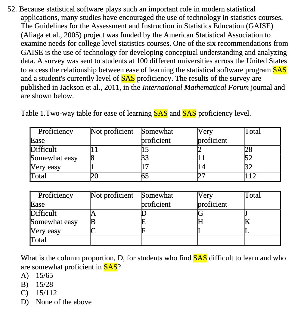  52. Because statistical software plays such an important role in modern